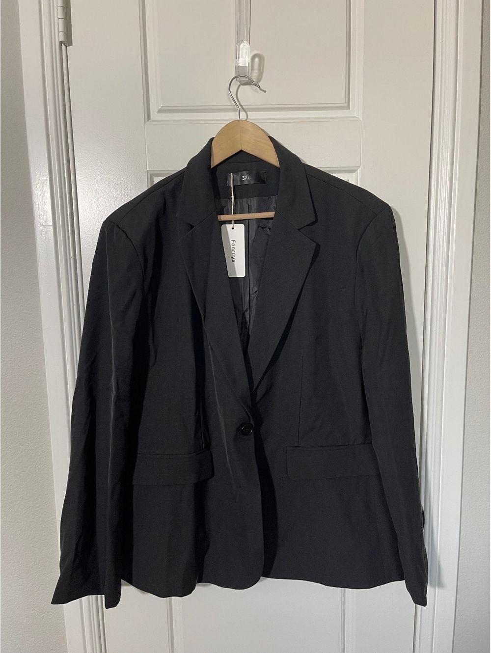 Fooruya Women’s Business Suit Jacket Size 3XL Black Blazer W454